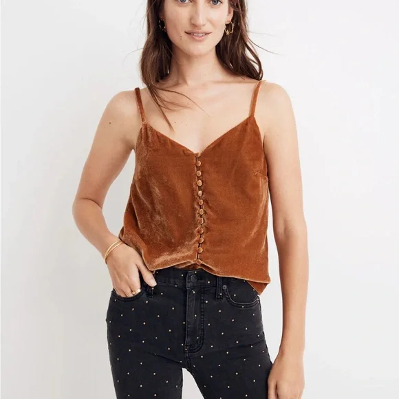 Madewell sz 4 velvet button down Cami. - Picture 2 of 7